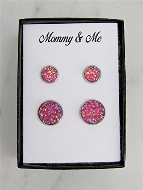 Mommy  and  Me Druzy Stud Earrings Mother  and  Daughter Pink Sparkle Matching Earrings Great for Newly Pierced Ears Mommy  and  Me Druzy Stud Earrings Mother  and  Daughter Pink Sparkle Matching Earrings Great for Newly Pierced Ears