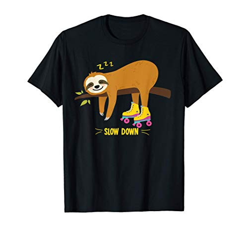 Retro Sloth Roller Skate Derby 70s 80s T Shirt Gift girl boy T-Shirt