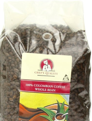 Chefs Quality Colombian Whole bean coffee 2.5 Pound Bag