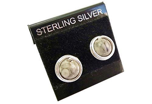 Crinoid Fossil and Sterling Silver Wire-Wrapped Post Earrings