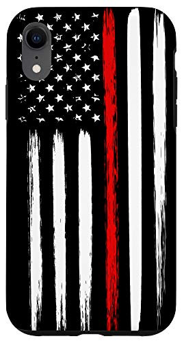 iPhone XR Firefighter Phone Case Thin Red Line American Flag Fireman Case