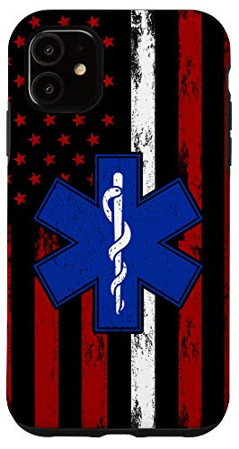 iPhone 11 Thin White Line EMS EMT Paramedic Patriotic US American Flag Case