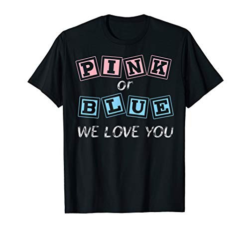 Baby Gender Reveal Pink Blue Blocks We Love You T-Shirt