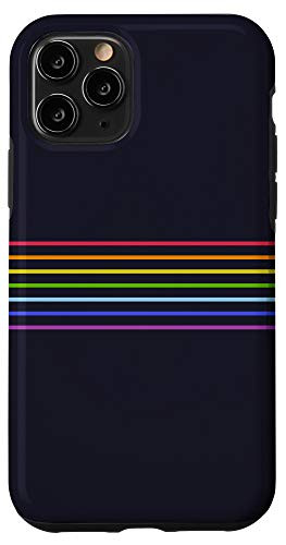 iPhone 11 Pro LGBT Rainbow Color Minimal Lines 70s Style Retro Stripes Case