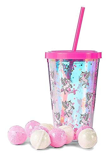 Justice Unicorn Bath Bomb & Shaky Tumbler Set