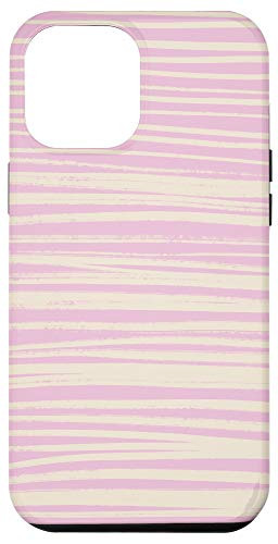 iPhone 12 Pro Max Cute and Pretty Abstract Striped Lines in Pink and Cream Case