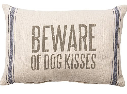 Primitives by Kathy Vintage Flour Sack Style Dog Kisses Throw Pillow, 15 x 10-Inch Primitives by Kathy Vintage Flour Sack Style Dog Kisses Throw Pillow, 15 x 10-Inch