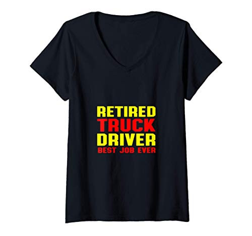 Womens Retired Truck Driver Best Trucker Retirement Gift V-Neck T-Shirt