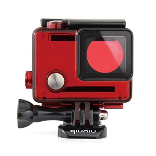 Waterproof Dive Housing Case for GoPro Hero 4, GoPro Hero 3 and GoPro Hero 3+ Action Camera - Up to 40 Meters (131 feet) Underwater - Transparent Red