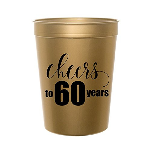 Cheers to 60 Years, Gold Cheers to 60 Years Plastic Cups, 60th Birthday Party, 60th Party Cup, Tableware, 60th Anniversary, Stadium Cups