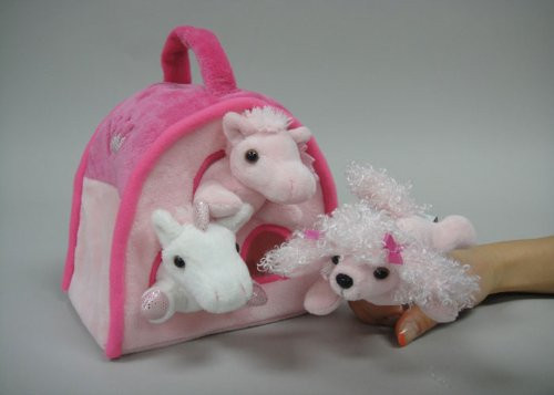 Pink Animal Finger Puppet Play House 8" by Unipak