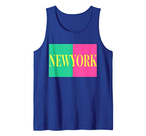 New York Color Block Trendy Colour Blocking Funky Design Tank Top