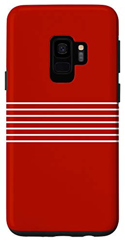 Galaxy S9 Minimal Thin White Lines 70s Style Retro Stripes on Red Case
