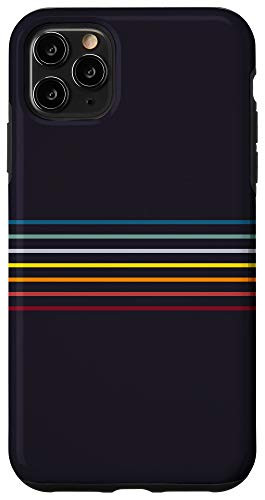 iPhone 11 Pro Max Colorful Minimal Rainbow Color Lines 70s Style Retro Stripes Case