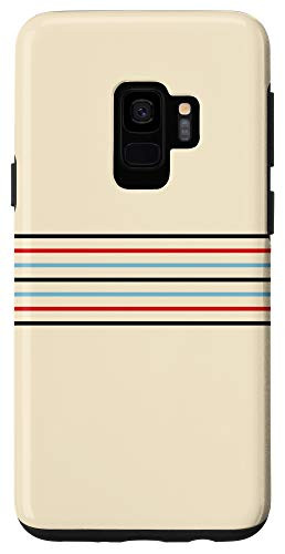 Galaxy S9 Minimal Black Red Blue Thin Lines 70s Style Retro Stripes Case