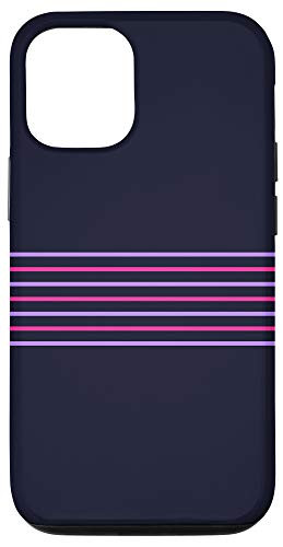 iPhone 12 12 Pro Colorful Purple Pink Thin Lines 70s Style Retro Stripes Case