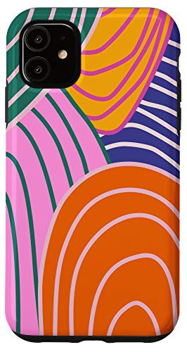 iPhone 11 Colorful Abstract Rainbow Lines Art   Whimsical Aesthetic Case