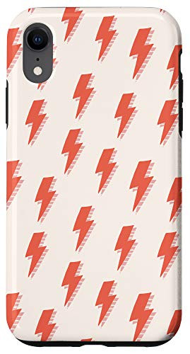 iPhone XR Lightning Bolt Pattern in Cute Modern Trendy Orange and Pink Case