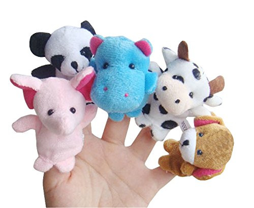 Shimigy 10pc Animal Finger Puppets Toy Story Time Cows Tortoise Panda Mouse Rabbit Puppy Finger Figure for Story Telling Parent-Child Time Baby Early Education
