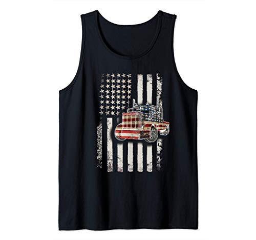 American Flag Semi Truck US Trucking Driver Trucker Gift Tank Top American Flag Semi Truck US Trucking Driver Trucker Gift Tank Top