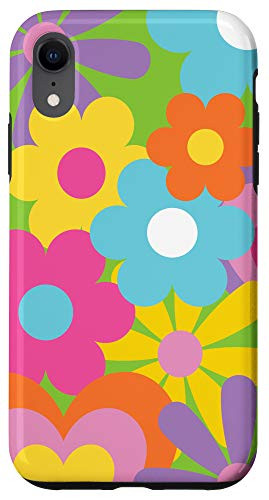 iPhone XR Hippie Flowers Bohemian Floral Pattern Cute Retro Groovy 70s Case