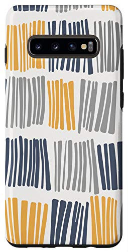 Galaxy S10 plus  Yellow and Gray Grey Modern Abstract Lines Cute Pattern Gift Case