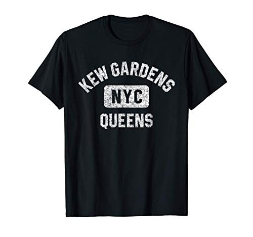 Kew Gardens Queens NYC Gym Style Distressed White Print T-Shirt