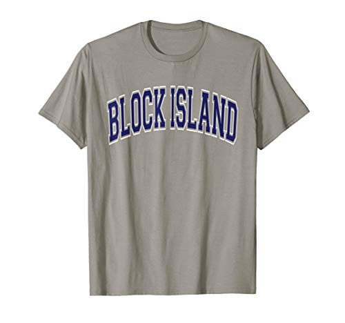 Block Island Varsity Style Navy Blue Text T-Shirt
