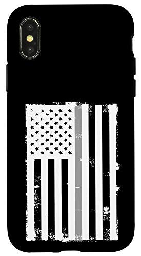 iPhone X XS Correctional Officer Thin Silver Line Vertical American Flag Case