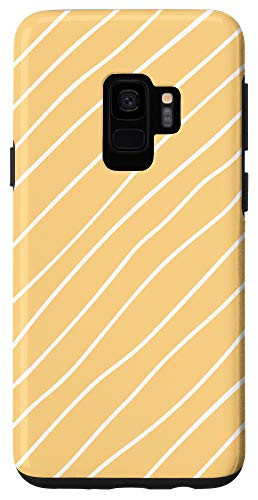 Galaxy S9 Cute Yellow Elegant White Lines Pattern Kawaii Geometric Case