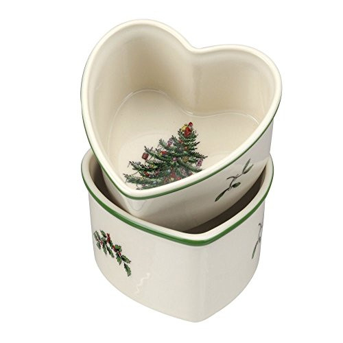 Spode Christmas Tree Heart Shaped Scalloped Ramekin (Set of 2) Spode Christmas Tree Heart Shaped Scalloped Ramekin (Set of 2)