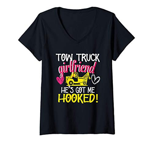 Womens Tow Truck Driver Girlfriend Women Valentines Day Gift V-Neck T-Shirt Womens Tow Truck Driver Girlfriend Women Valentines Day Gift V-Neck T-Shirt