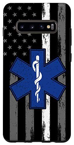 Galaxy S10 plus  Thin White Line EMS EMT Gifts Patriotic Paramedic US Flag Case