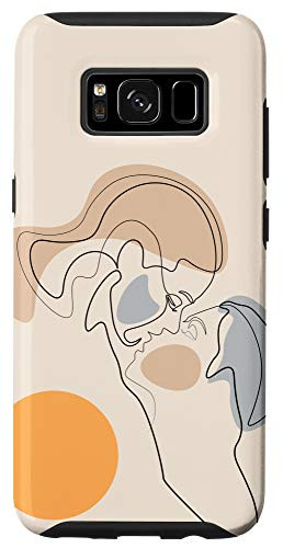 Galaxy S8 Abstract Face Line Drawing Minimal Art Couple neutral colors Case