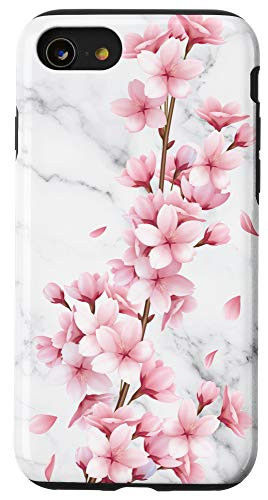 iPhone SE  2020    7   8 Japanese Pink Cherry Blossom Sakura Flower White Blackground Case