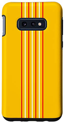 Galaxy S10e Red  and  White Lines on Yellow Vertical 70s Style Retro Stripes Case