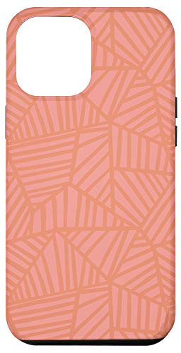 iPhone 12 Pro Max Peach Coral Abstract Lines Line Art Drawing Contemporary Case