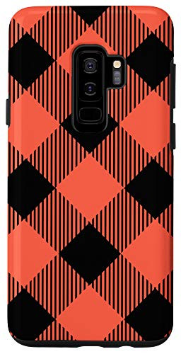 Galaxy S9 plus  Coral Buffalo Plaid Check Fall Checkered Pattern Cute Lines Case