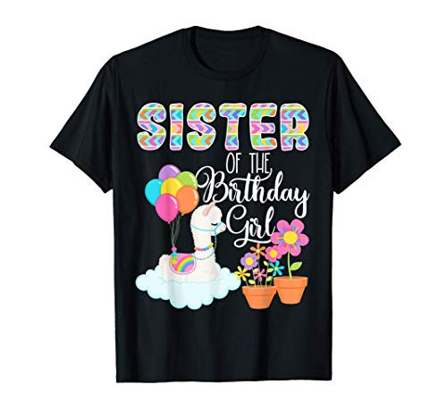 Llama Birthday Sister Of The Birthday Girl Farm Llama Bday T-Shirt