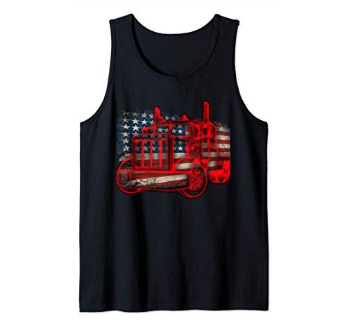 Truck Driver American Flag Trucker Gift Semi Truck Tank Top