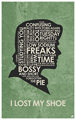 Northwest Art Mall Supernatural, Sam Winchester,I LOST MY SHOE Word Art Print Poster (12" x 18") by Artist Stephen Poon.