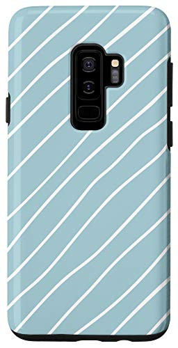 Galaxy S9 plus  Cute Blue Elegant White Lines Pattern Kawaii Geometric Gift Case