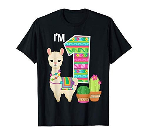 Llama Birthday Im 1 Farm Llama Theme 1st Birthday Gift T-Shirt