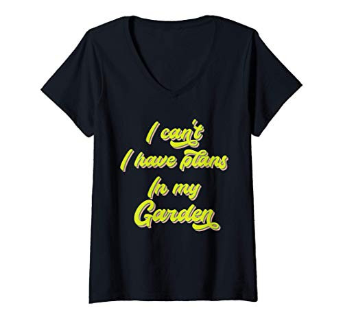 Womens I Cant I Have Plans In The Garden Vintage Retro 70s Quote V-Neck T-Shirt Womens I Cant I Have Plans In The Garden Vintage Retro 70s Quote V-Neck T-Shirt