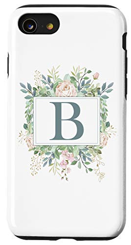 iPhone SE  2020    7   8 Letter B Monogram Initial B Floral Leaves Personalized Gift Case