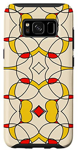 Galaxy S8 Colorful Abstract Red Yellow Beige Line Art Design Case