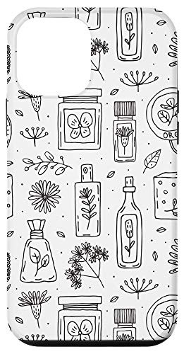 iPhone 12 mini Black and White Magic Alchemy Potions Line Art Drawing Gift Case