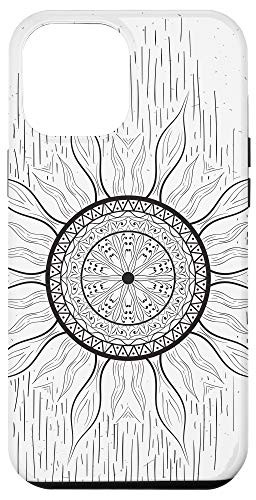 iPhone 12 Pro Max White Line Art Mandala Pattern Case