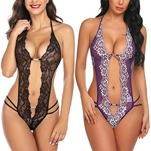 Avidlove Womens Lace Teddy Bodysuit One Piece Lingerie V-Neck Nightwear Mini Babydoll Large Avidlove Womens Lace Teddy Bodysuit One Piece Lingerie V-Neck Nightwear Mini Babydoll Large