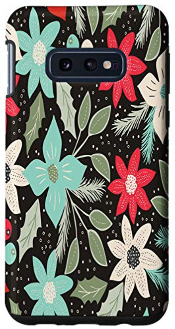 Galaxy S10e Botanic Garden Teal Red Flower Print Case